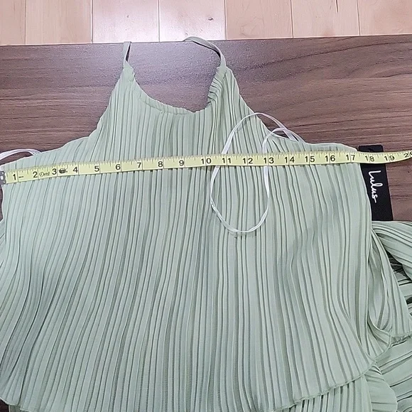 Lulus Women's Lime Green Plisse Sleeveless Wide-Leg Jumpsuit Size L Summwr Chic - Picture 5 of 16
